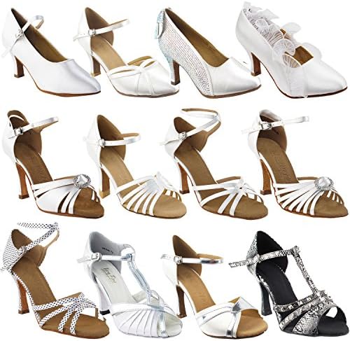 50 nijansi bijele balske latino plesne cipele za žene: Ballroom salsa svadbena šljokica
