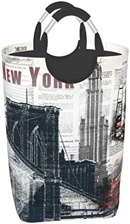 Njujorška Novinska košarica za rublje sklopiva košarica za rublje samostojeća vodootporna košarica za prljavu odjeću s ručkom sklopiva