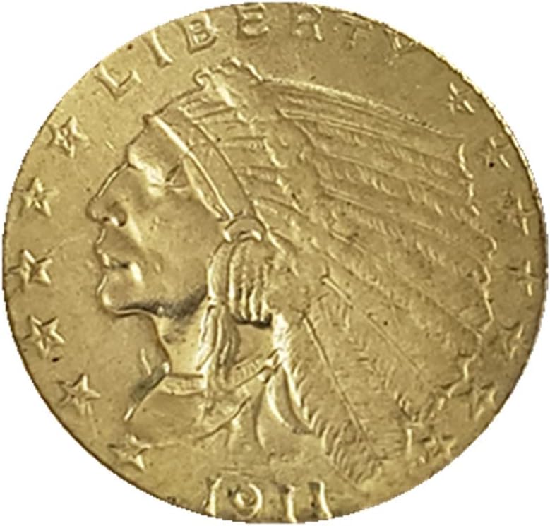 Qingfeng Antique Crafts 4 različite godine američka indijska glava 2,5 centa Zlatni novčić 1908 ~ 1911