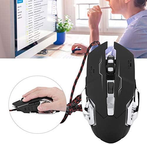 Žičani miš za igranje, tihi ergonomski miš za igranje, optički računalni miš od 800/1200/1600‑3200 dpi, za prijenosna računala. Crna