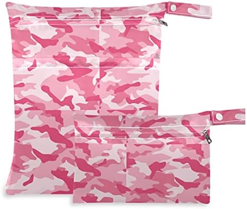 Zzxxb ružičasta kamuflaža vodootporna torba za mokro korištenje pelena mokra suha torba s patentnim zatvaračem za putničke plaže bazen