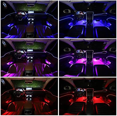Automobilska LED traka od 1 kom, 16 milijuna boja 5 u 1 s optičkom vezom od 236 inča, višebojno osvjetljenje unutrašnjosti automobila,
