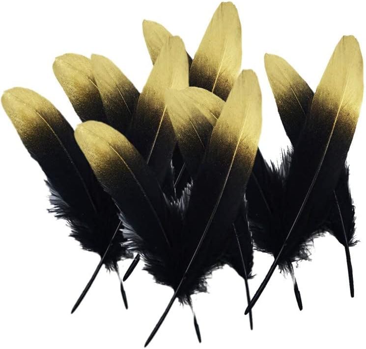 Zamihalaa-zlatno obojeno prirodno crno gusko perje za rukotvorine 15-20 cm 6-8 dekor pačje perje vjenčani ukrasi od perja perjanice