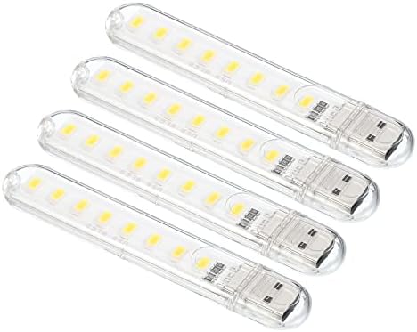 Patikil 3000-3200K Mini USB LED svjetlost, 4 pakiranja 1,7W prijenosna noćna led svjetla Stick Stil Stim Lamp Modul za kampiranje prijenosnog
