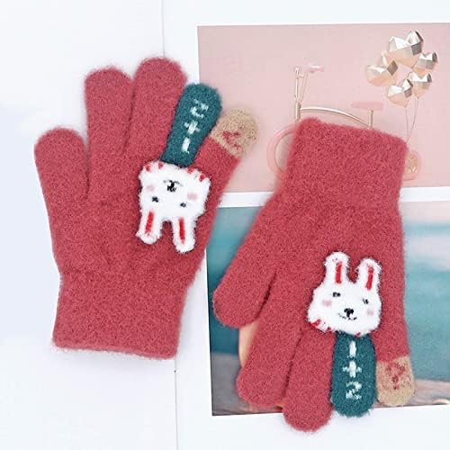Pletene tople dječje rukavice zimske vanjske hladne otporne slatke plišane rukavice dječje rukavice s pet prstiju za dječake
