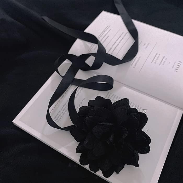 Hipi-shop Vintage crna ruža veliki cvijet vratne maramicu ogrlice ogrlice nakit odjeća u ton воротнику